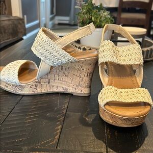 American Eagle Outfitters Cream Wedge Sandals